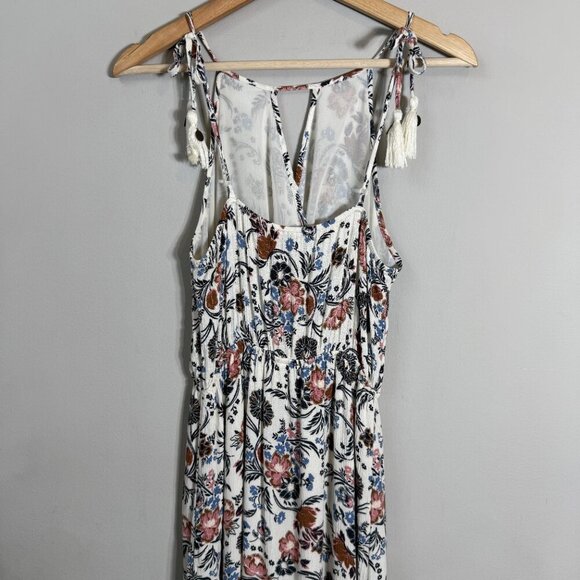 American Eagle Floral Wrap Ruffle Maxi Dress Women's Small Bohemian Tassle Flowy - Picture 10 of 16